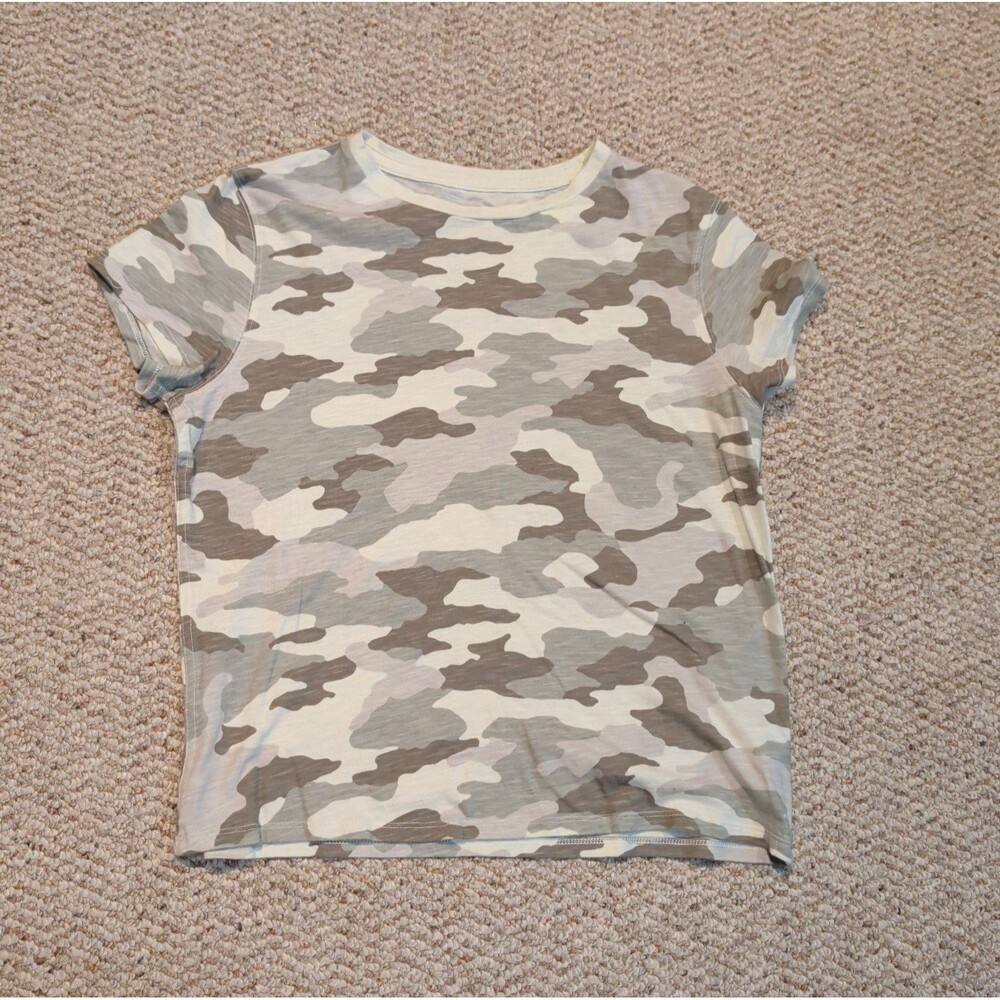 Aerie Camo T Shirt Crew Womens Small Green Short Sleeve Casual